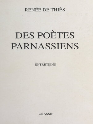 cover image of Des poètes parnassiens